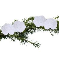 4x stuks decoratie bloemen rozen wit op clip 9 cm - thumbnail