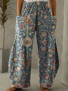 Ethnic Cotton-Blend Casual Casual Pants