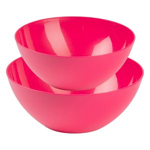 Plasticforte voedsel serveer schalen set - 4x stuks - fuchsia roze - kunststof - Dia 23 en 20 cm