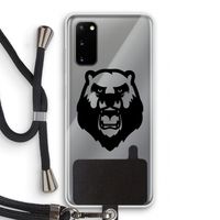 Angry Bear (black): Samsung Galaxy S20 Transparant Hoesje met koord