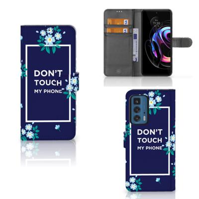 Motorola Edge 20 Pro Portemonnee Hoesje Flowers Blue DTMP Motorola Edge 20 Pro Portemonnee Hoesje Flowers Blue DTMP