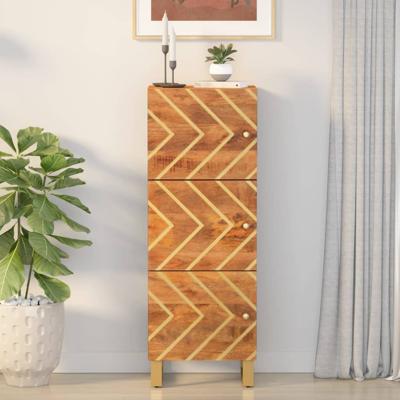 Hoge kast 40x33,5x110 cm massief mangohout bruin en zwart