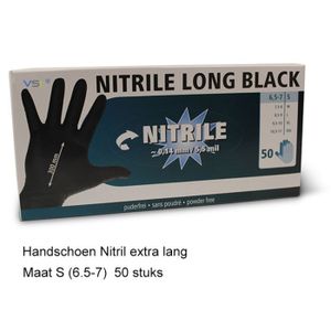 Nitrile wegwerphandschoenen zwart 50st S (7)
