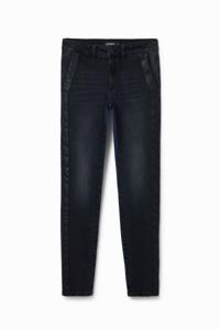 Contrasterende slim fit spijkerbroek - BLACK - 40