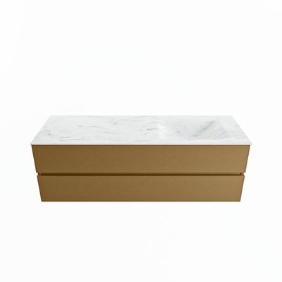MONDIAZ VICA-DLUX 150cm badmeubel onderkast Oro 2 lades. Inbouw wastafel CLOUD rechts 1 kraangat, kleur Opalo.
