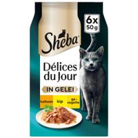 Sheba Délices du Jour met kalkoen, kip en gevogelte in gelei natvoer kat 6 x 50 g