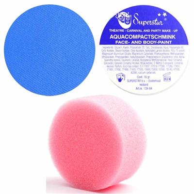Superstar schmink kleur lichtblauw - 16 gram - met rond grimeer sponsje - Schminken - alle leeftijde Superstar schmink kleur lichtblauw - 16 gram - met rond grimeer sponsje - Schminken - alle leeftijde