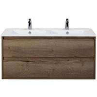 Porto Badmeubelset 120 cm - 2 Laden Tabacco - Keramische Wastafel Wit Slim