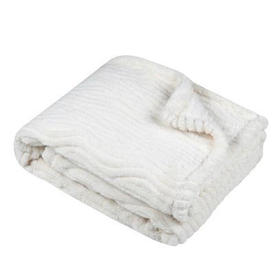 Stof Textiles Plaid/bankdeken/bedsprei Columbia - wit - 130 x 160 cm - 1 persoons