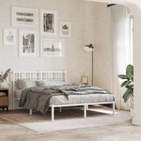 Bedframe met hoofdbord metaal wit 140x190 cm