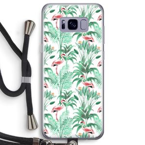 Flamingo bladeren: Samsung Galaxy S8 Transparant Hoesje met koord