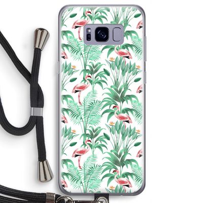 Flamingo bladeren: Samsung Galaxy S8 Transparant Hoesje met koord