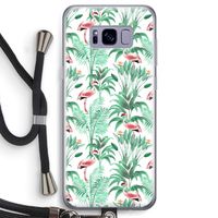 Flamingo bladeren: Samsung Galaxy S8 Transparant Hoesje met koord
