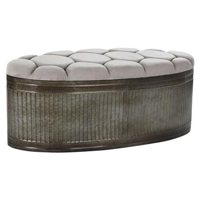 Kruk DKD Home Decor Beige Metaal Polyester Donkerbruin (121 x 44 x 47,5 cm)