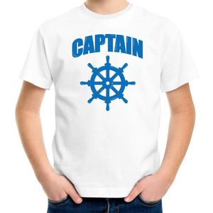 Captain / kapitein met roer/stuur verkleed t-shirt wit voor kinderen