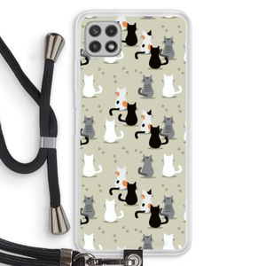 Katten: Samsung Galaxy A22 4G Transparant Hoesje met koord