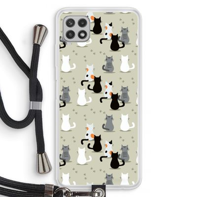 Katten: Samsung Galaxy A22 4G Transparant Hoesje met koord