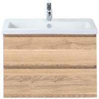 Vogue Badmeubelset 80 cm - Greeplijst in Kleur - Grey Oak - Keramische Wastafel Wit 1 Kraangat