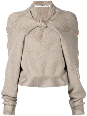 Alexander Wang écharpe en laine à détail de nœud - Marron