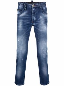 Philipp Plein jean skinny à effet usé - Bleu