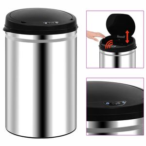 VidaXL Prullenbak met automatische sensor 30 l roestvrij staal