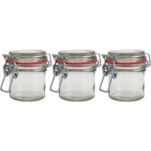 Weckpot/inmaakpot - 3x - glas - 100 ml - met beugelsluiting - transparant