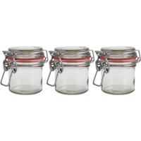 Weckpot/inmaakpot - 3x - glas - 100 ml - met beugelsluiting - transparant