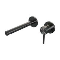 Brauer Gunmetal Edition Inbouw Wastafelmengkraan met Rechte Uitloop en Rozetten Model A1 Gunmetal Geborsteld PVD