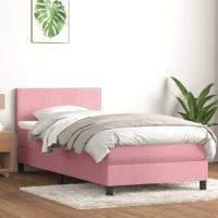 Boxspring met matras fluweel roze 90x210 cm