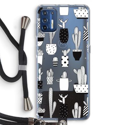 Cactusmotief: Motorola Moto G9 Plus Transparant Hoesje met koord