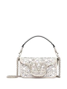 Valentino Garavani sac porté épaule à ornements en cristal - Argent