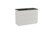 Storke Edge staand badmeubel 110 x 52 cm mat wit met Scuro asymmetrisch linkse wastafel in kwarts