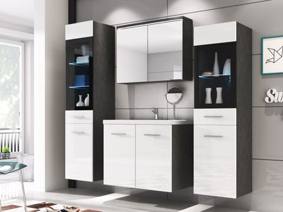 Complete badkamerset MADRID 8 deuren matera/hoogglans wit