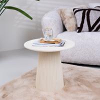 Livingfurn Ronde Bijzettafel 'Patrice' Mangohout, 50cm, kleur Ivoor