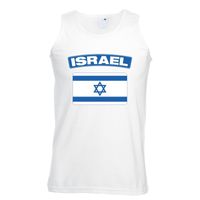 Singlet shirt/ tanktop Israelische vlag wit heren - thumbnail