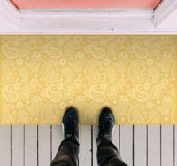 Gele Paisley vinyl tapijt