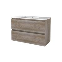 Badmeubelset Aquasplash Salt 100x46 cm Greeploos 2 Lades Met Wastafel 1 Kraangat Scotch Oak Aquasplash