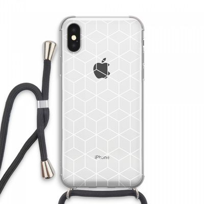 Zwart-witte kubussen: iPhone XS Max Transparant Hoesje met koord