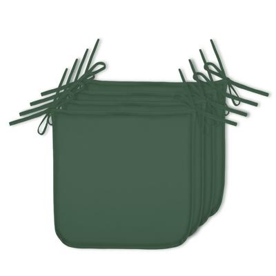 Stof Textile Tuin stoelkussens - set 4x stuks - donkergroen - 38 x 38 x 4 cm - voor buiten