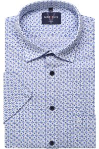 Marvelis Casual Modern Fit Overhemd Korte mouw blauw/wit