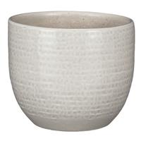 Mica Decorations Plantenpot/bloempot - terracotta - lichtgrijs flakes relief - D14/H12 cm