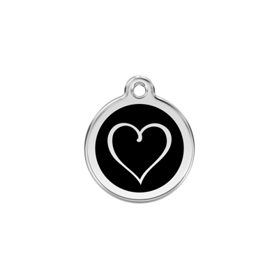 Tribal Heart Black roestvrijstalen hondenpenning small/klein dia. 2 cm - Reddingo