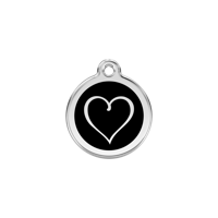 Tribal Heart Black roestvrijstalen hondenpenning small/klein dia. 2 cm - Reddingo