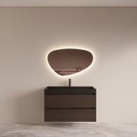 Badmeubelset BWS Riga met Lako Wastafel Zwart 100 cm Bruin Eiken