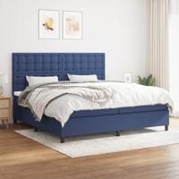 Boxspring met matras stof blauw 200x200 cm