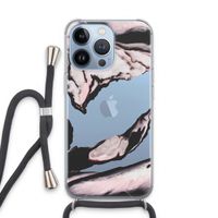 Roze stroom: iPhone 13 Pro Transparant Hoesje met koord