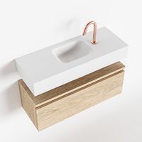 Toiletmeubel Mondiaz Andor | 80 cm | Meubelkleur Washed oak | Lex vrijhangend wastafel Talc Midden | 1 kraangat