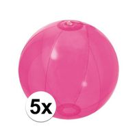 5x Opblaasbare strandbal fel roze 30 cm - thumbnail