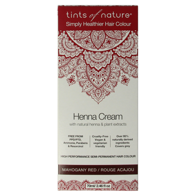 Tints Of Nature Henna cream mahogany red semi permanent 70 Milliliter