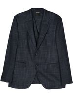 Zegna blazer en tweed à simple boutonnage - Bleu - thumbnail